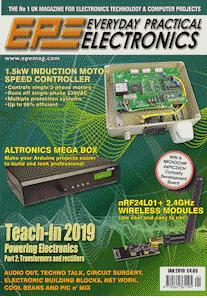 Click to learn more about this month's EPE Magazine - the No. 1 UK Hobby Electronics magazine cover