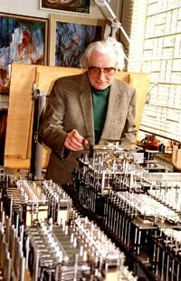 Konrad Zuse working on a Z1 computer